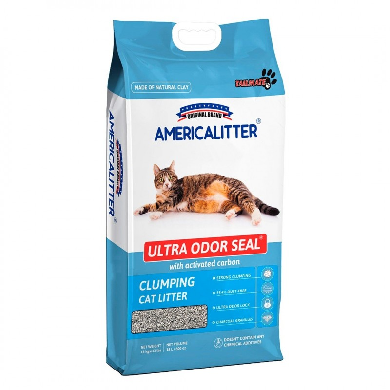 Arena para gatos America Litter odor control 7 y 15 kg